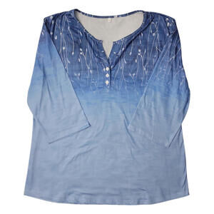 Women's Size 2XL 3/4 Length Sleeve 3 Buttons Soft Stretch Comfortable FREE S&H